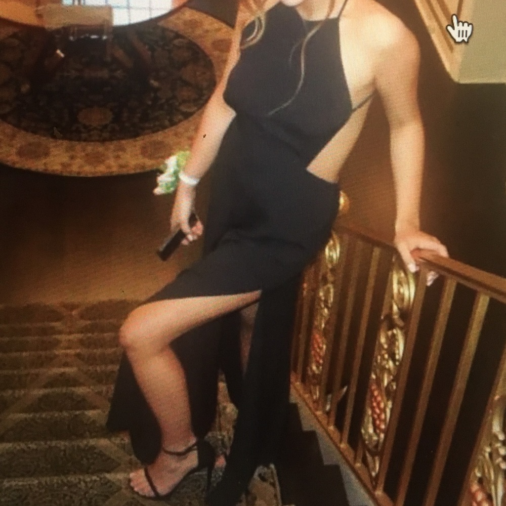 REFORMATION Black FULL Length Openback dress